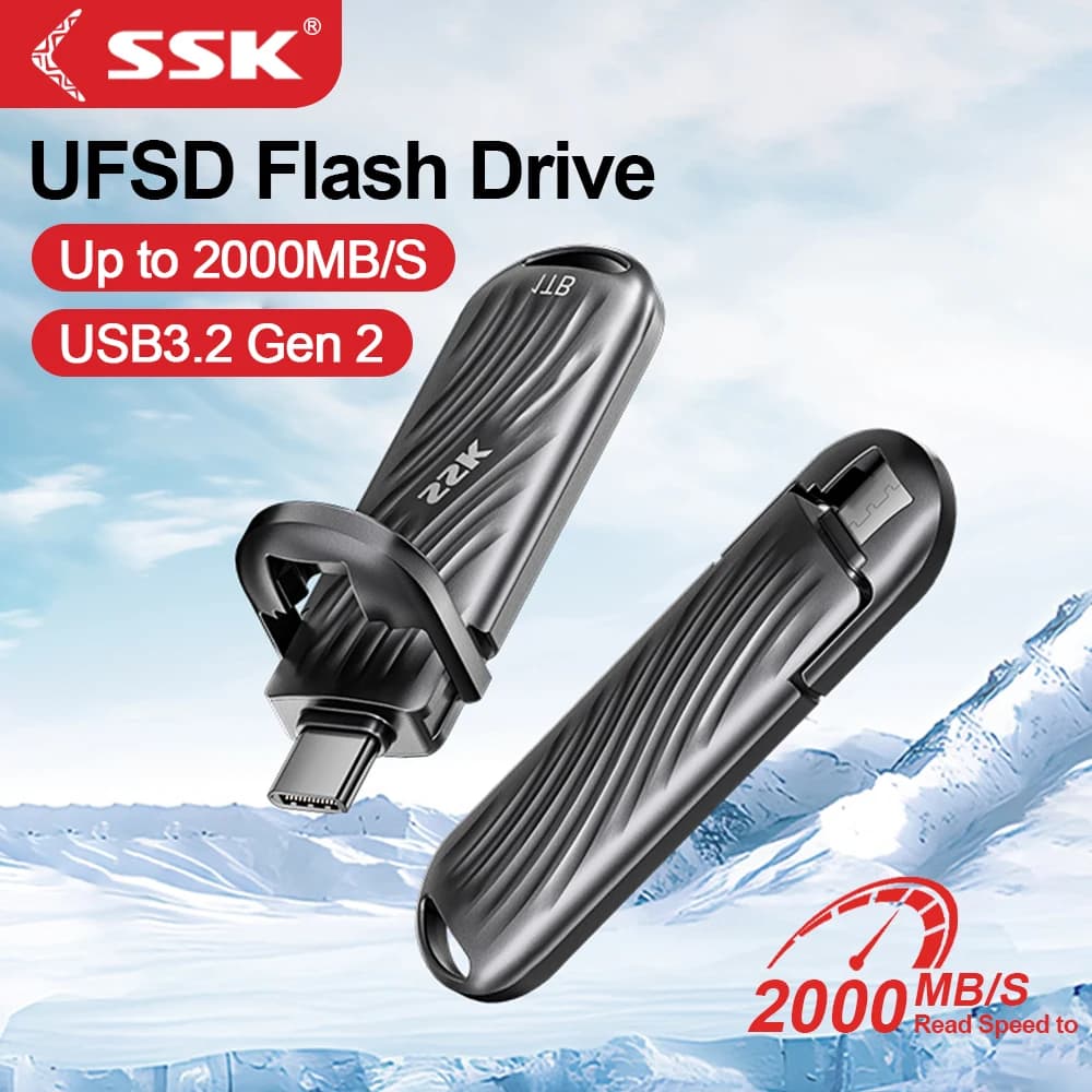 Unità SSD esterna USB C SSK da 1 TB 2 TB Unità a stato solido esterne fino a 2000 MB/s Chiavetta SSD portatile USB 3.2 Gen per Mac/Android