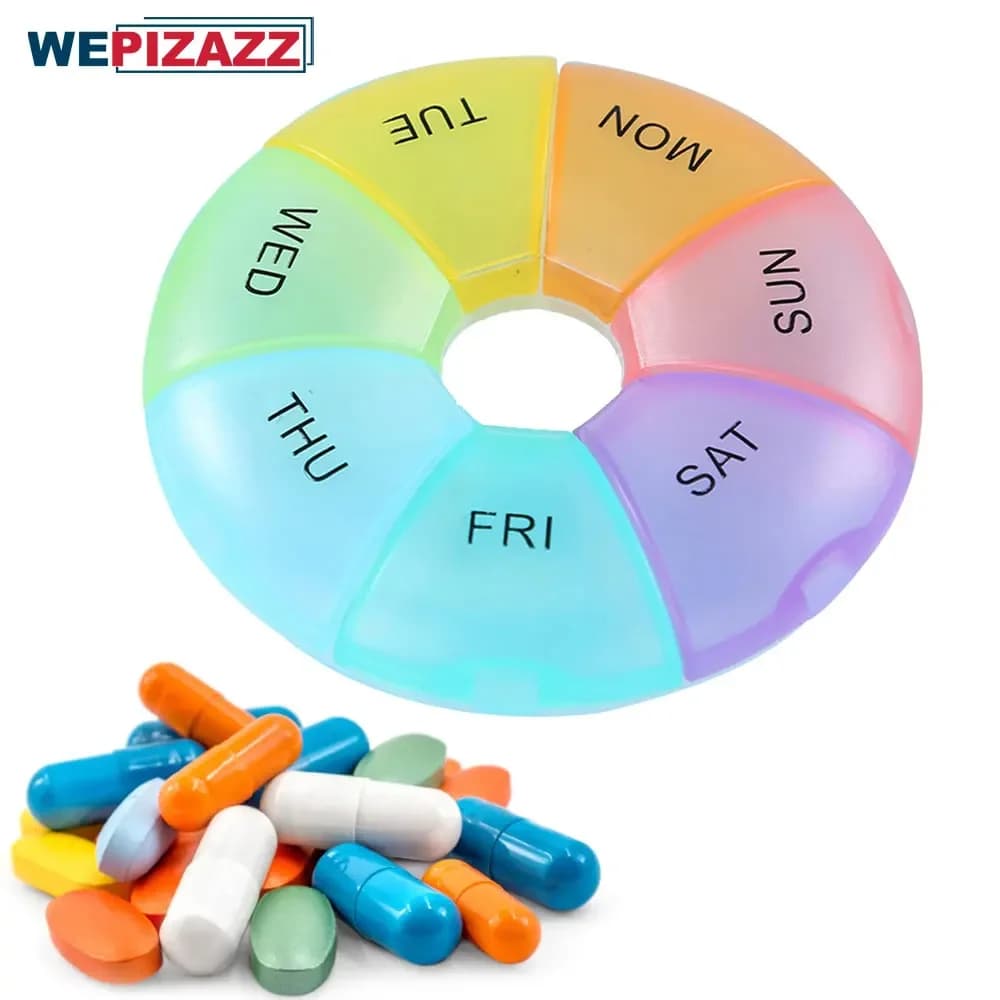 Weekly Organizer of arthritis pills, 7-day BPA-free travel pills case, large compartment to contain vitamins, cod liver oil