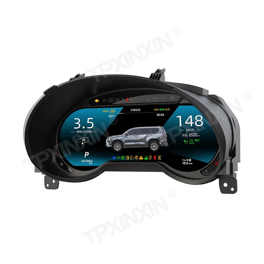 12.3 ''Car Digital Odometer Screen For Lexus GX 2010-2021 LCD instrument Panel Linux SystemSpeed Meter Digital Cluster Display