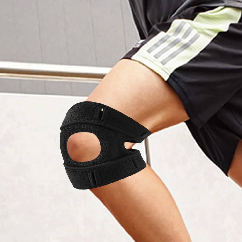 Supporto per Ginocchio Regolabile con Fascia per Rotula, per Lesioni, Corsa, Sport e Allenamenti