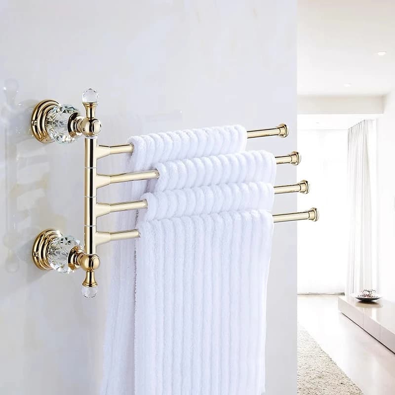 ‌ Portasciugamani in ottone rustico, supporto da bagno girevole, organizer per mensola antiruggine, barre multi-dimensioni strutturate - Lusso di livello hotel