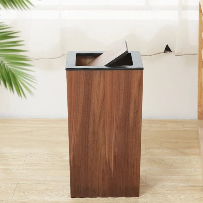 Cestino per Rifiuti in Legno per Spazi Stretti, Bidone Angolare Stile Giapponese, Cesto Sottile per Soggiorno e Cucina