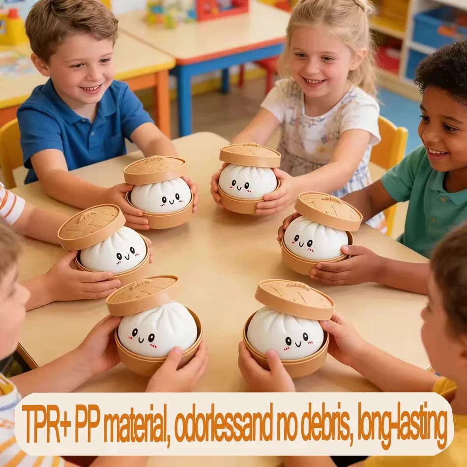Palline Antistress a Forma di Raviolo, Giocattolo Sensoriale Fidget, Simulazione Cibo con Mini Vaporiera, Pallina Spremibile per Alleviare lo Stress, Giocattolo da Mano 1 pz 2026