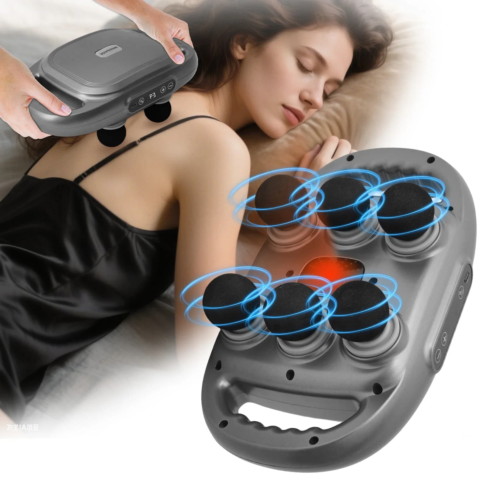 6-in-1 Massage Gun Powerful Vibration Rechargeable Muscle Relaxation Massager 9 Modes Adjustable for Shoulders Neck Back Legs