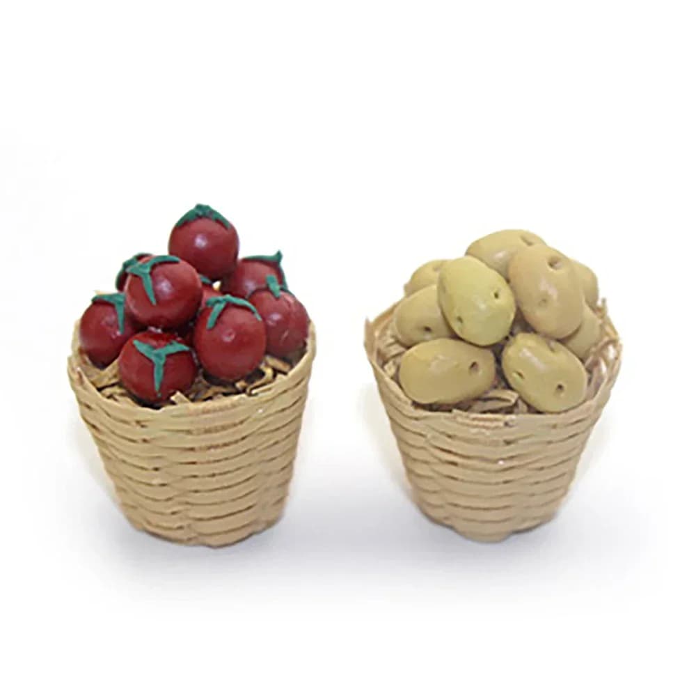 1/12 casa delle bambole in miniatura cestino di verdure in resina simulazione patate pomodoro modello giocattoli mini mobili accessori per casa delle bambole