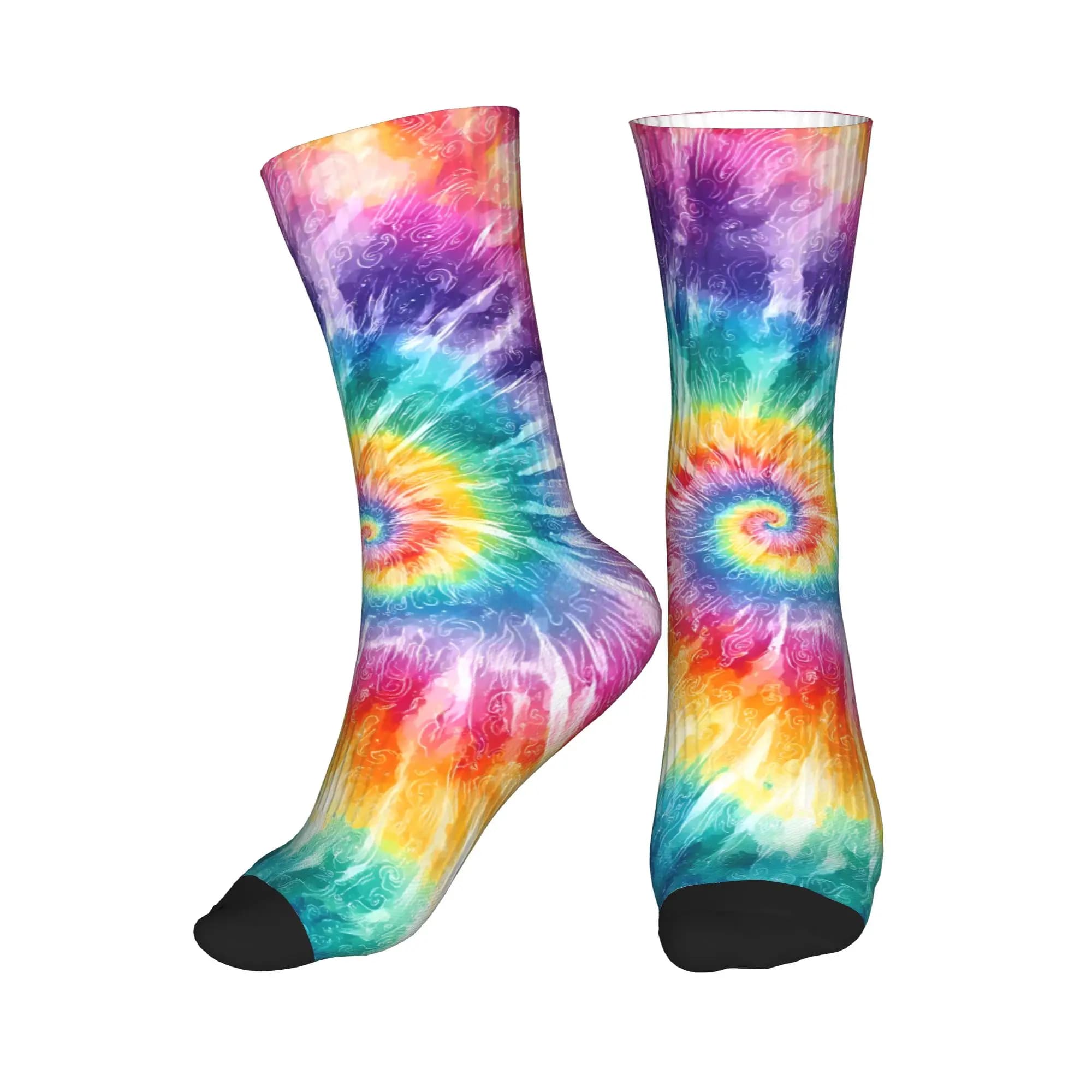 Calzini Divertenti con Stampa Colorata a Motivo Tie-Dye per Uomo e Donna, Elasticizzati per Estate, Autunno e Inverno