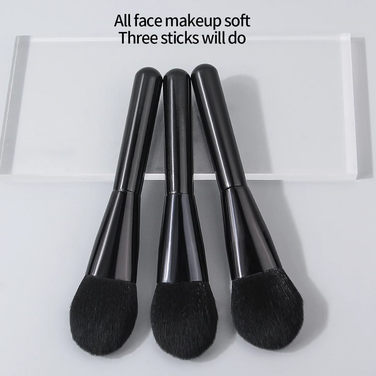 3 pezzi Pennello per fard a setole morbide tutto nero Impostazione Pennello per cipria Strumento pennello per trucco portatile multifunzionale per principianti