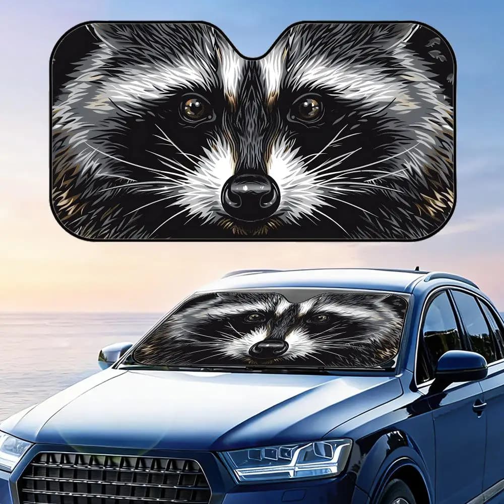 Parasole Pieghevole Universale per Parabrezza Auto con Maschera Viso Procione, Protezione UV e Isolamento Termico