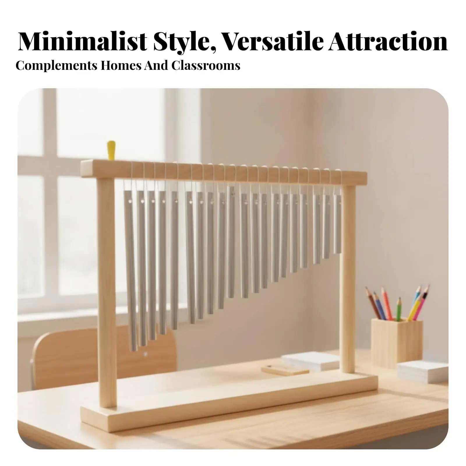 Fabric Toy Metal Tube Chimes Musical Instrument Wooden Frame Wind Chimes Set for School Percussion Practice