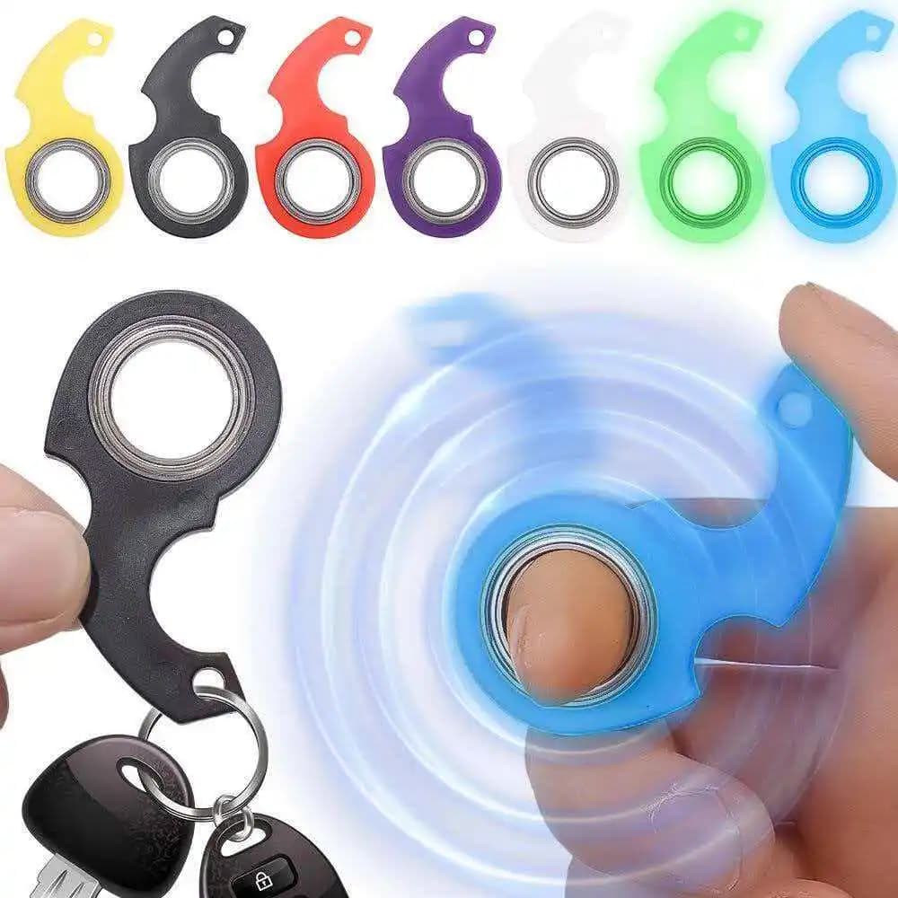 Keychain Spinner Fidget Ring Stress Relief Sensory Toys for Adults Anxiety ADHD Cool EDC Gadgets Fingertip Keyring Gifts