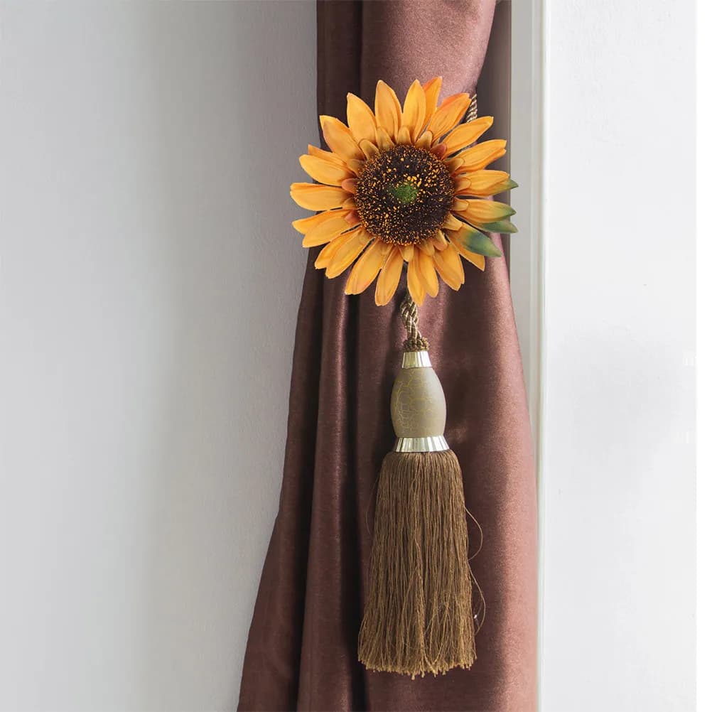 Sunflower Shape Curtain Holdback Clip No-Drill Flower Buckle for Drapes Bedroom Living Room Dining Room Bathroom Office Decor
