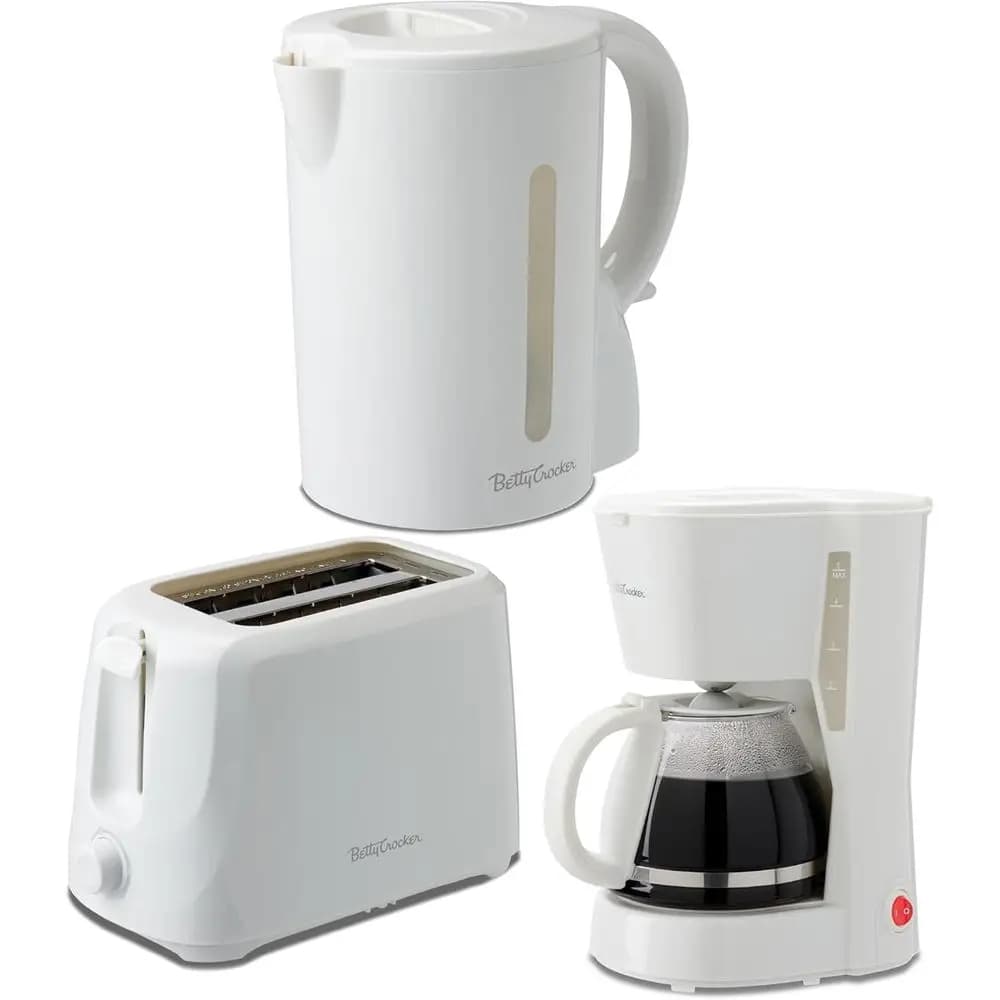 Set of 3 Kitchen appliances: 5 Cup Automatic Coffee Machine, 1.7L Electric Kettle and 2 Feed Toaster, STRIX Technology Kettle