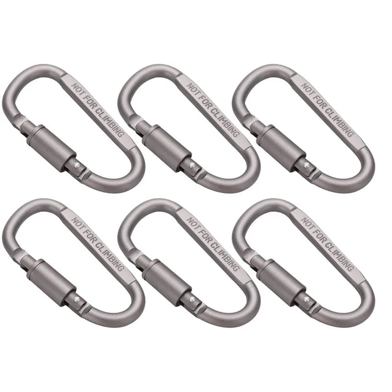 6 pezzi moschettone in alluminio con anello a D bloccaggio durevole forte e leggero per ganci di bloccaggio per cancello a vite da campeggio all'aperto collegamento a molla