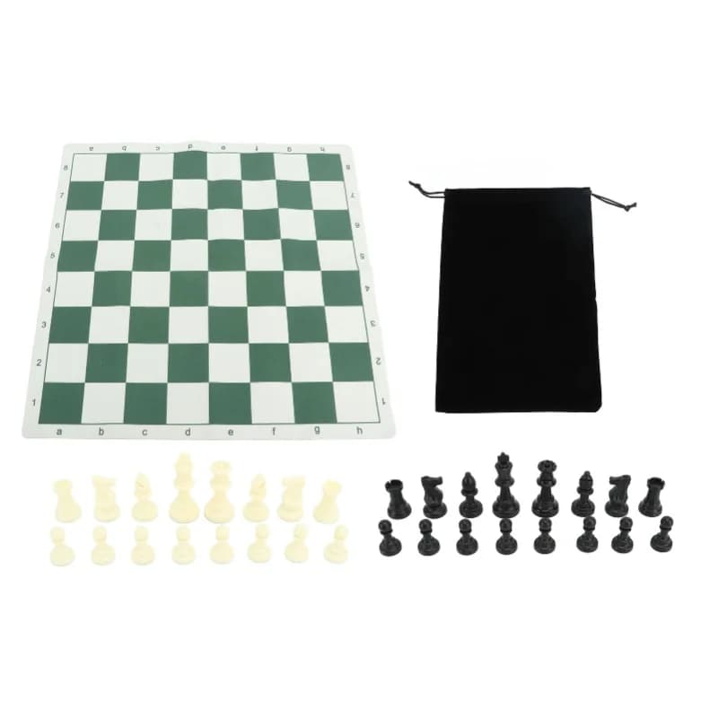 Set di scacchi in plastica PS per bambini e adulti con tappetino in PU e borsa portaoggetti, gioco da tavolo internazionale