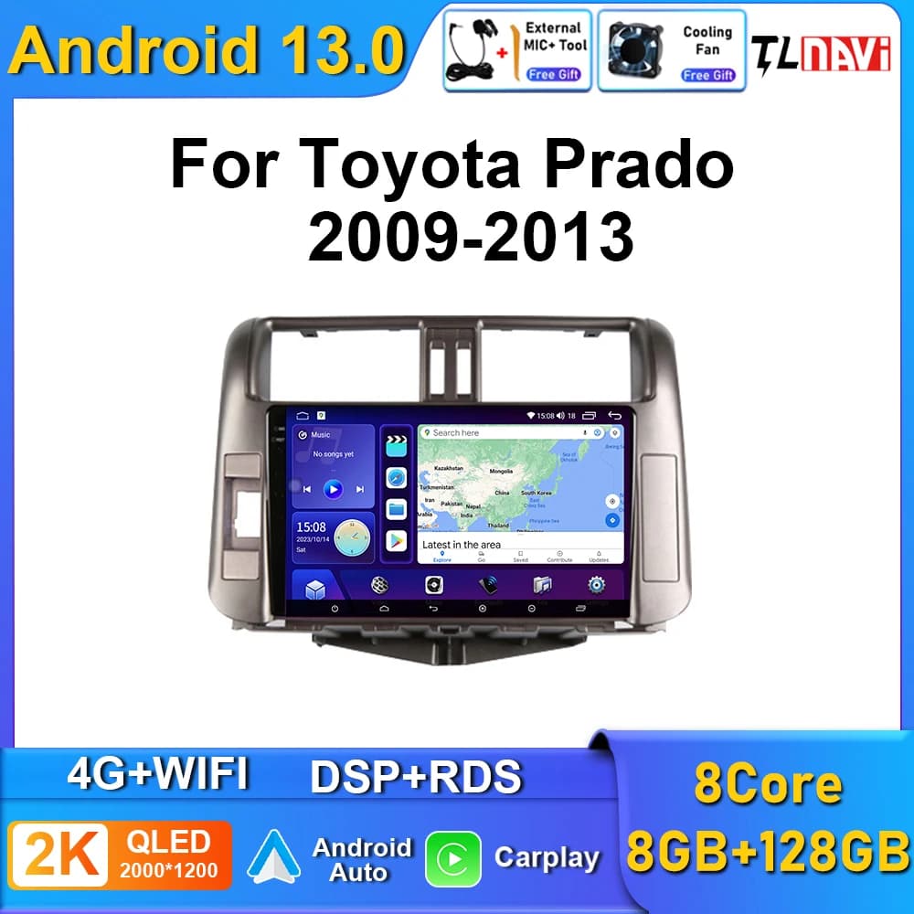 Carplay 128G Autoradio Per Il 2009 2010 - 2013 Toyota Land Cruiser Prado J150 Android Auto Multimedia Video Player di Navigazione GPS