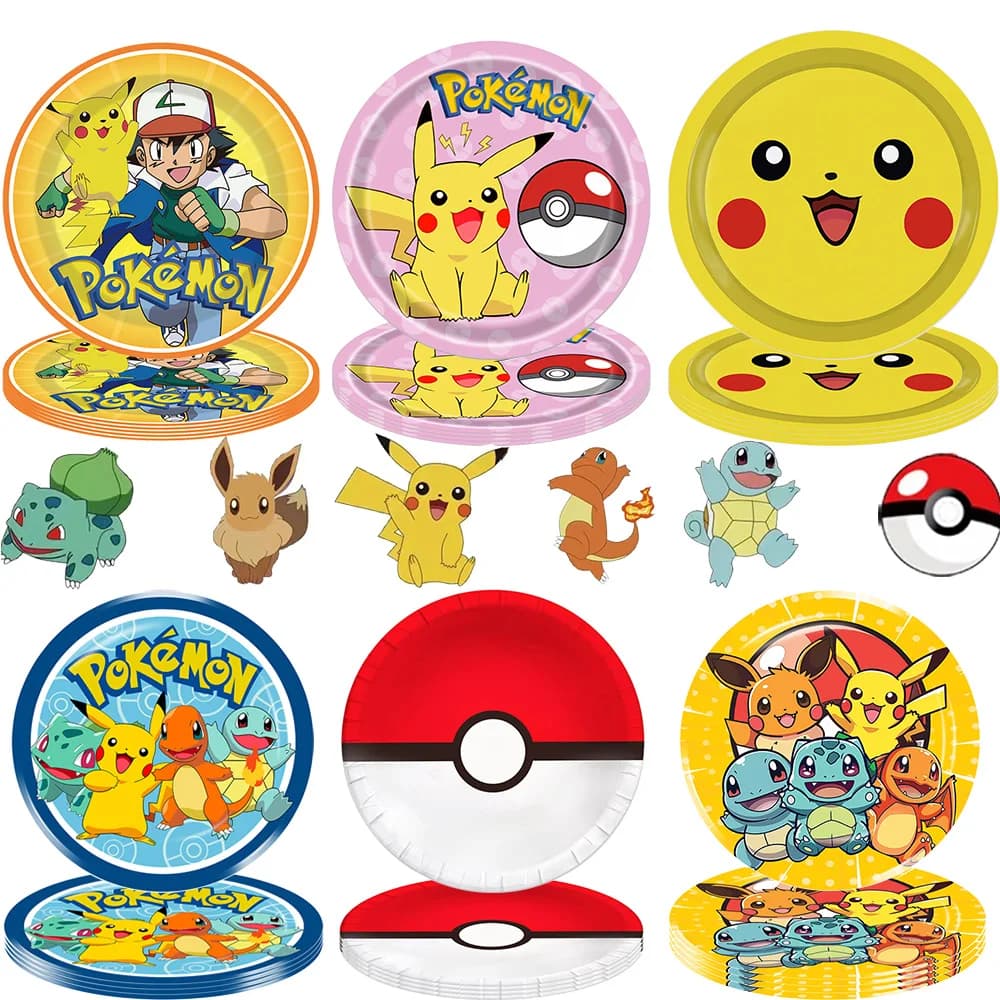 Piatti per feste usa e getta per feste di compleanno Pokemon Tovaglia a tema Pikachu Personaggio Palloncino Decorazione di compleanno Forniture per baby shower