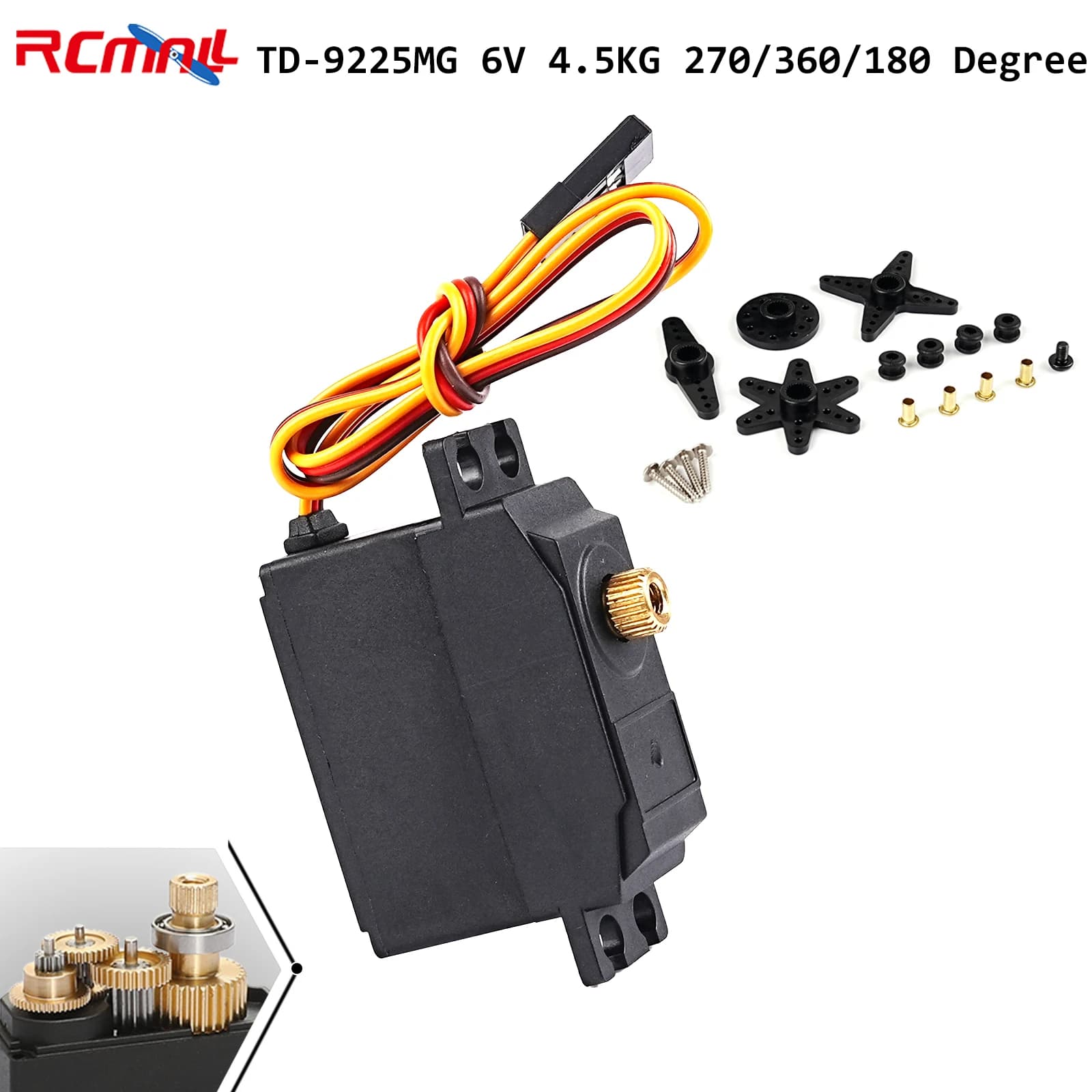 25g Micro Digital Servo TD-9225MG 6V 4.5KG 270/360/180 Gradi Motore Spazzola di Carbone Metal Gear Servos per Auto Droni Robot