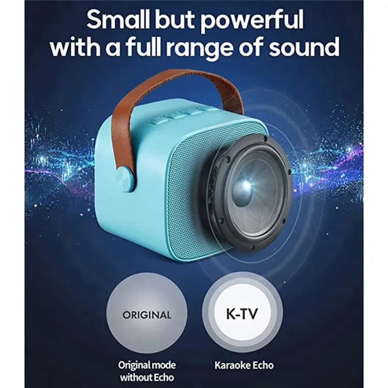 *Altoparlante Bluetooth N21R con microfono - Macchina per karaoke con microfono wireless - Altoparlante portatile per barra karaoke (Blu)