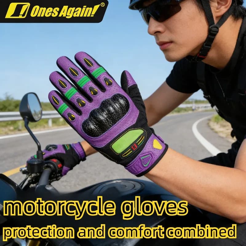 Guanti da Moto Vintage per Uomo con Protezione Nocche in Fibra di Carbonio, Vera Pelle di Capra, Traspiranti per l'Estate