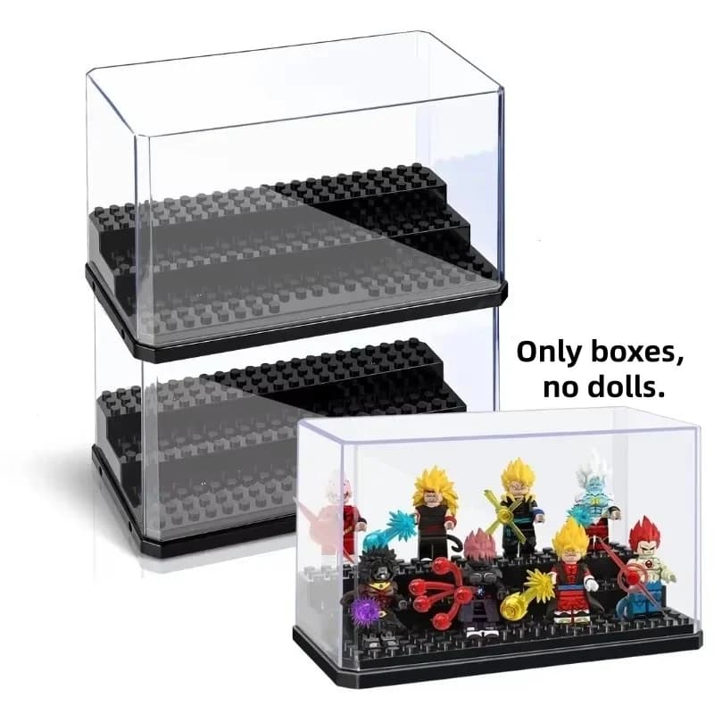 Compatible Building Block Display Box, Detachable Step Transparent Acrylic Dustproof Humanoid Doll, Doll Assembling Gift.