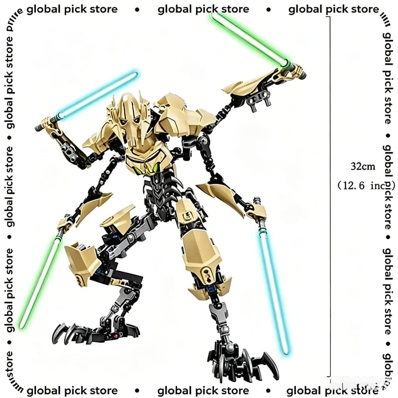 New 32cm Ksz714 Star Toy Anime General Robot Grievous With Lightsaber Hilt Combat Wea Model Building Blocks Action Figure Gifts