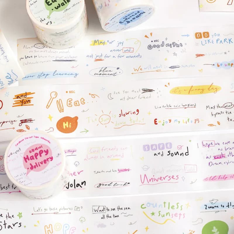 Grid Letter Text Washi Graffiti Tape Adhesive Tape DIY Scrapbooking Sticker Label Masking Diary Junk Journal Handwork Decorate