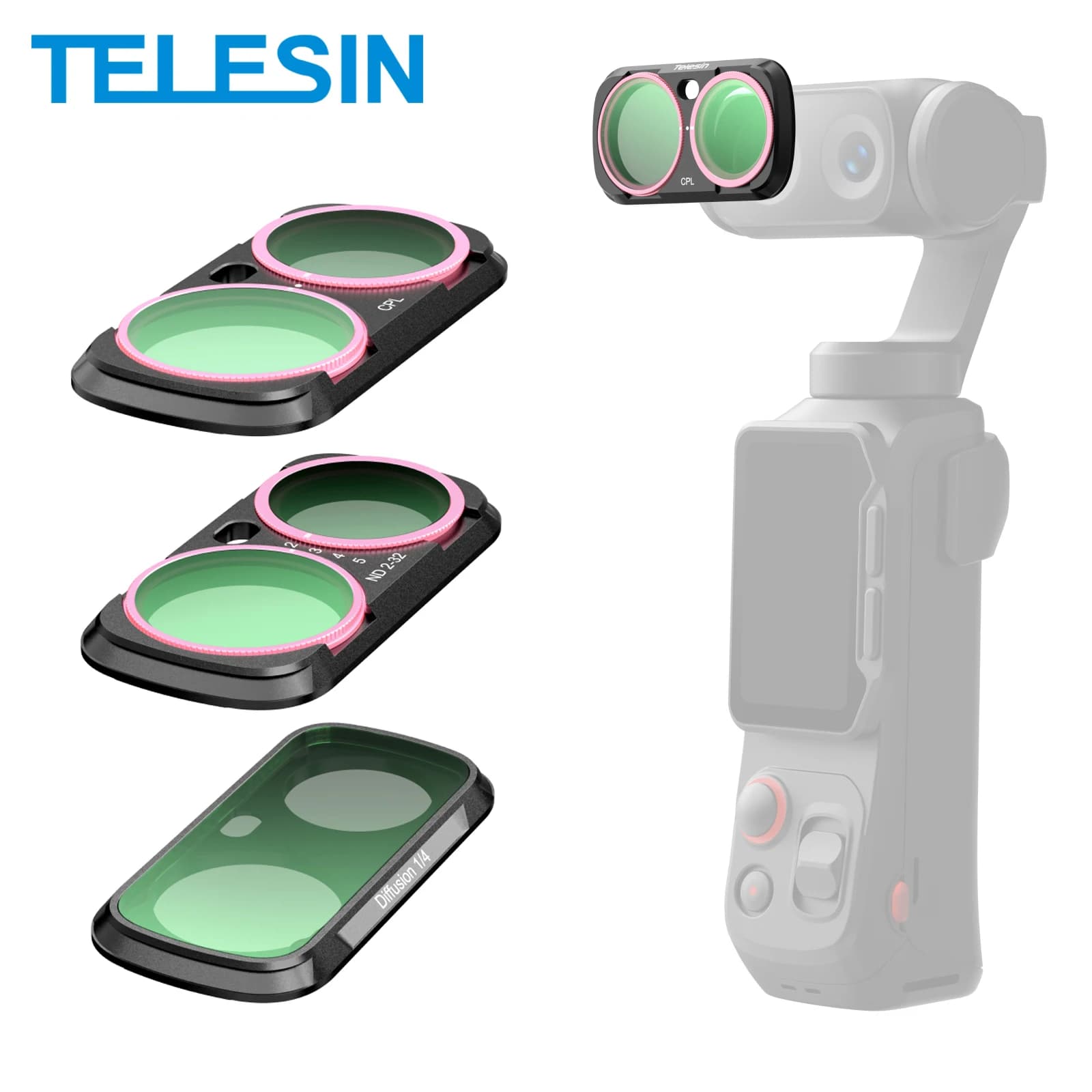 TELESIN CPL ND2-32 Black Diffusion Mist Effect 1/4 ND4 ND16 ND64 Magnetic Lens Filter Kit for Insta360 Luna Ultra Filter Set