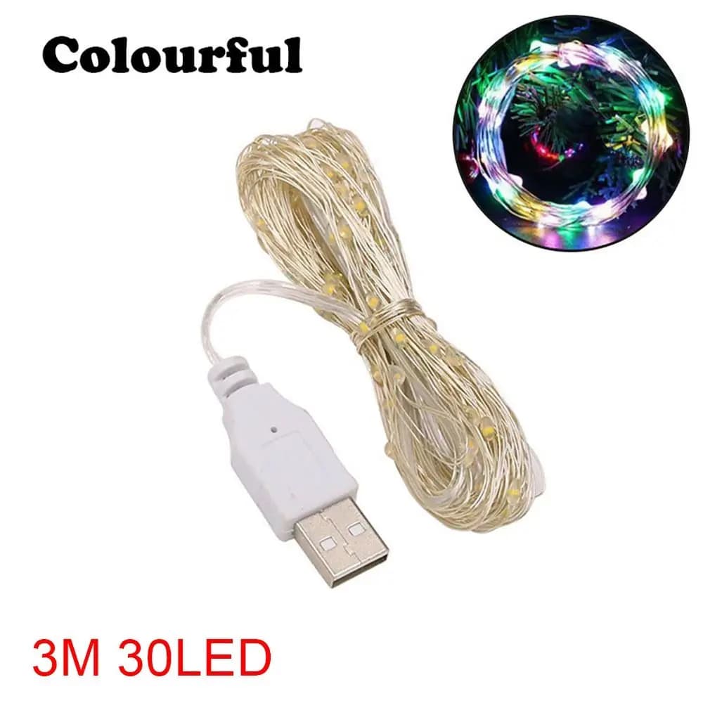 Luci a Stringa LED USB con Filo di Rame Argentato, Bianche e Colorate, Luci Fatate 5V 1/2/3/5/10M, Illuminazione Decorativa