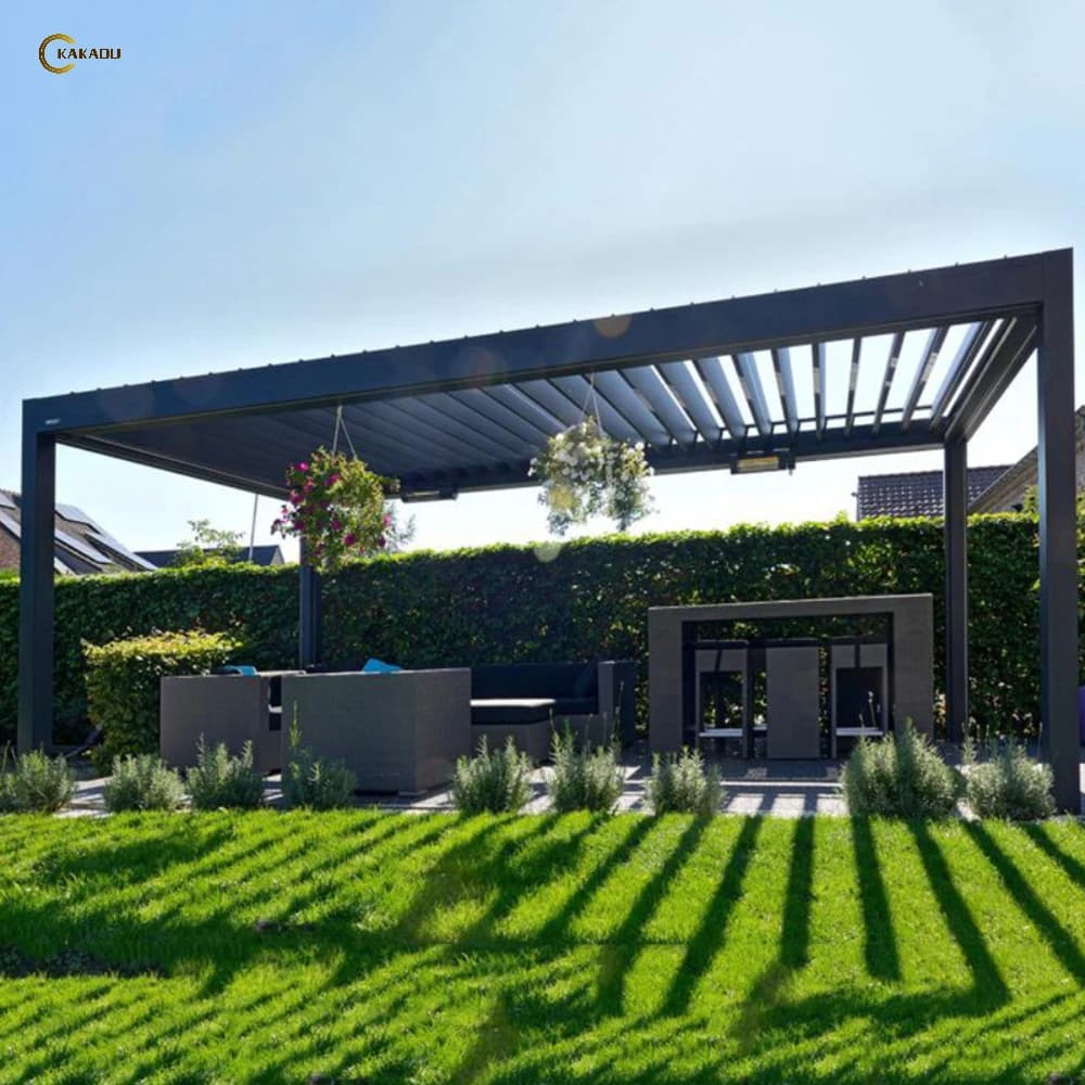 Pergola Bioclimatica KAKADU in Alluminio Motorizzata con Lamelle Orientabili, Telecomando, Verniciatura a Polvere, Impermeabile, per Giardino