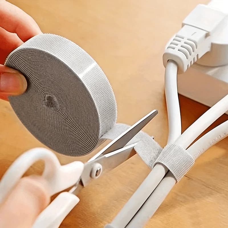 1 roll total length 300cm/118.11 inches, gray Velcro cable tie, reusable cable manager, cable retainer, phone accessory manager, cable protection tape, cable tie