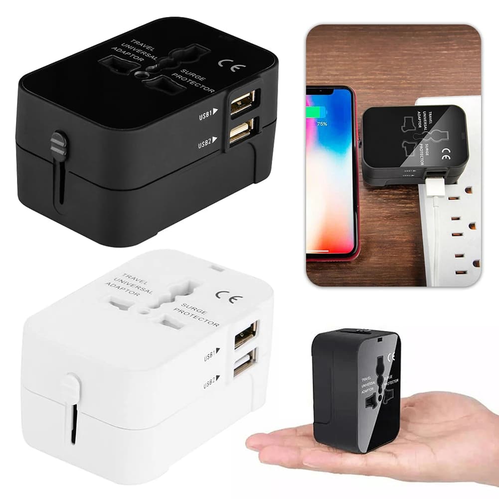 All in 1 Universal Worldwide Travel Adapter Adattante Charger Head con 2 Porte USB Accessori per telefoni elettronici