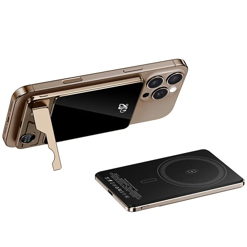Caricabatterie portatile Powerbank con cavo PD20W Power Bank wireless 15W con supporto per telefono Display a LED Batteria di backup per telefono cellulare