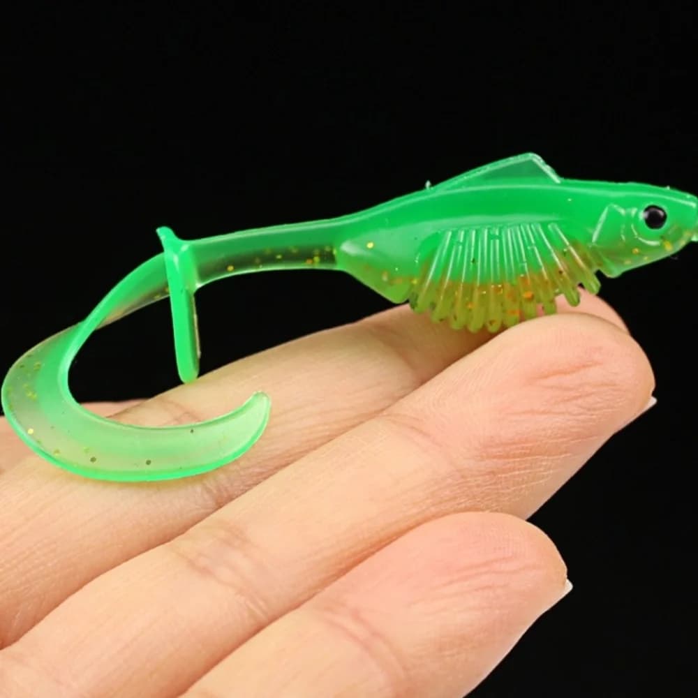 10PCS PVC Esche Morbide da Pesca 6.0 centimetri 1.9g Wobbler Due Tempi T Coda Filo Pancia Morbido Verme Richiamo di Pesca Galleggiante Minnow esche