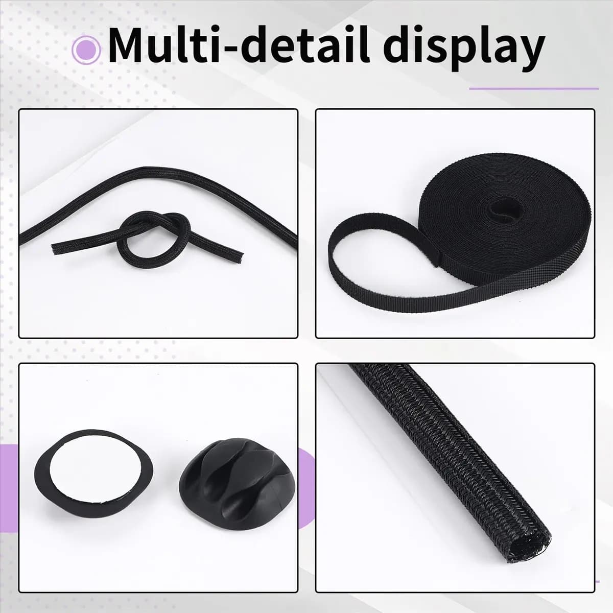 Kit Organizzatore Cavi ABFN 152 Pezzi, Include Clip Autoadesive per Organizzazione Cavi, Clip per Gestione Cavi