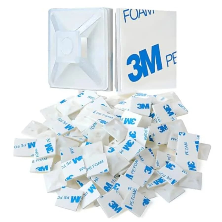 200 PCS 1/2" Self Adhesive Cable Zip Tie Mounts Wire Cable Clips Holders Management Anchors Organizer Holders Squares HS-100