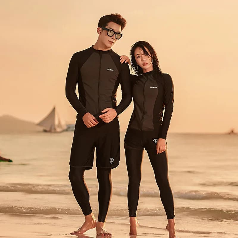 Coppia muta con Zip divisa pantaloni a maniche lunghe Costume da bagno protezione solare Quick-Dry uomini e donne tuta da medusa tuta da Snorkeling