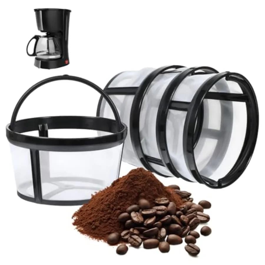 4 Pcs Reusable Coffee Filter with Handle Basket-Style Filter Fits Coffee Makers and Brewers Replaces Your Paper Strainer for Mo