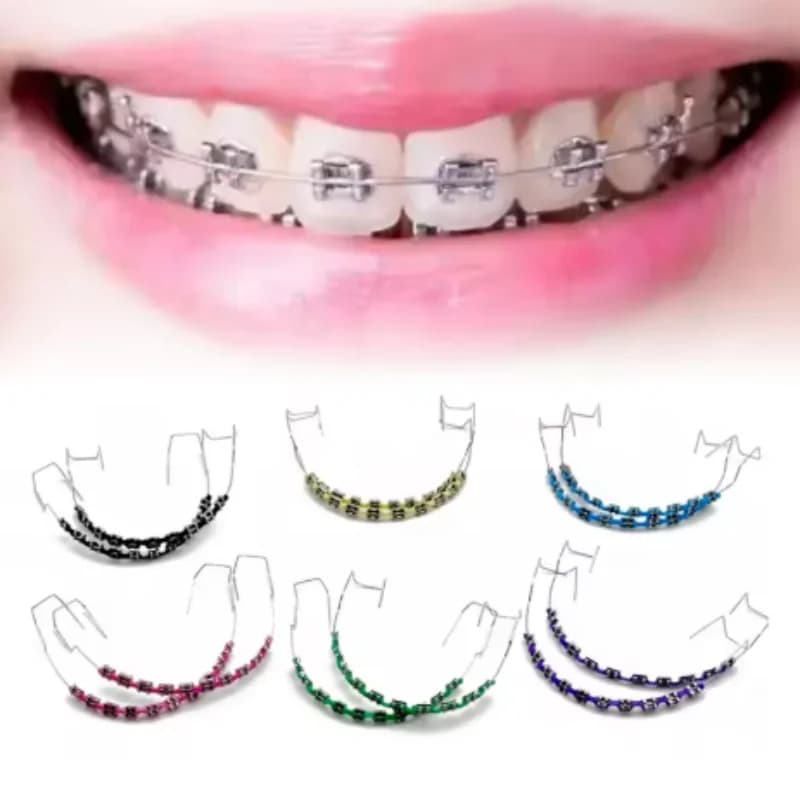 1 paio di fili metallici alla moda Fascette per legature ortodontiche colorate Fascette per legature per decorazione temporanea dei denti di alta qualità