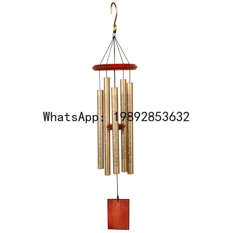 ZF silk-printed metal tube Buddhist Sutra Heart Sutra Lotus Sutra Buddha Guanyin wind chime Feng Shui hanging ornament