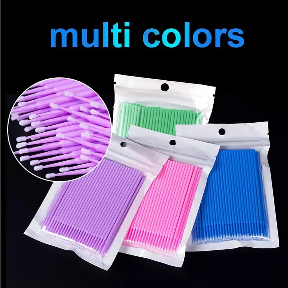 100 Pezzi Spazzole per Pulizia Ciglia, Pennelli in Cristallo Colorati, Micro Spazzole per Bellezza e Makeup, Strumento per Rimozione Trucco, Vendita all'Ingrosso