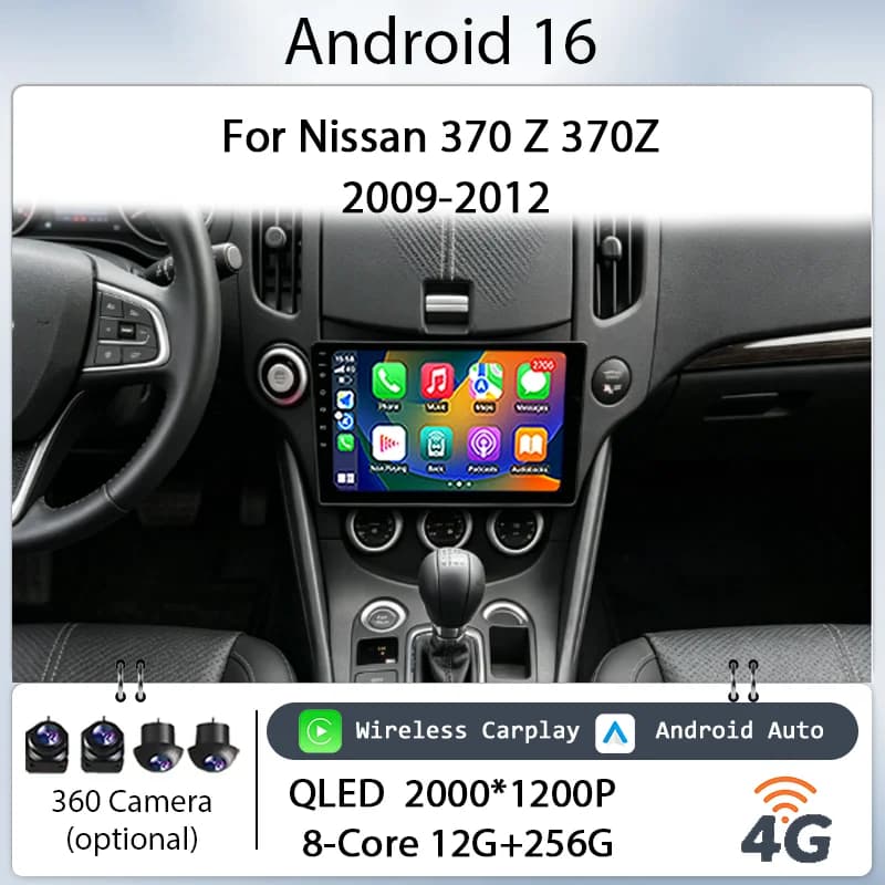 9" Android 16 Wireless CarPlay GPS BT WiFi DSP For Nissan 370 Z 370Z 2009-2012 Car Radio Multimedia Player IPS Touch Screen QLED