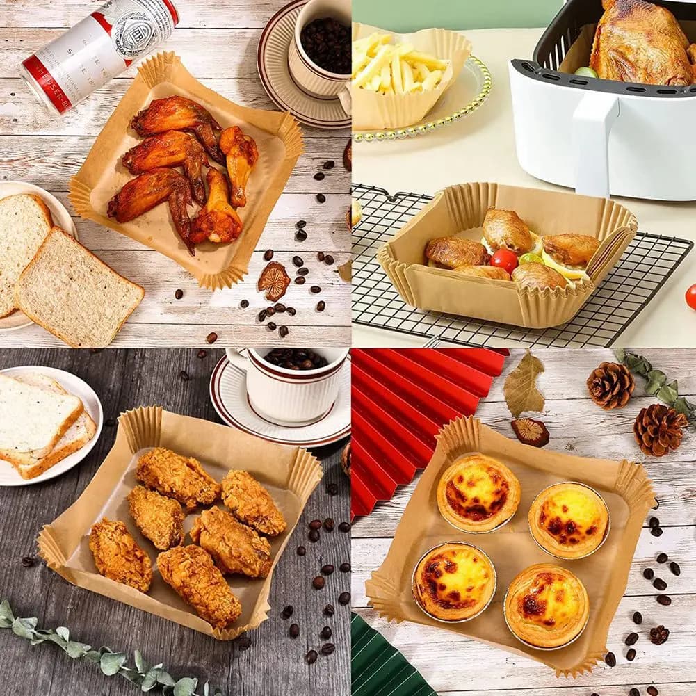 AS63-Air Fryer Disposable Paper Liner Square,Parchment Paper,Non-Stick Air Fryer Liners,Baking Paper For Air Fryer