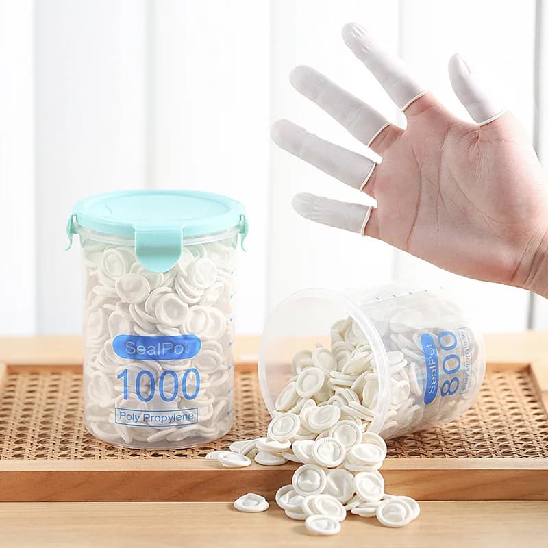 50 Pezzi Guanti Protettivi Monouso per Dita in Gomma Naturale Antiscivolo Antistatici in Lattice, Strumenti Durevoli per Manicure
