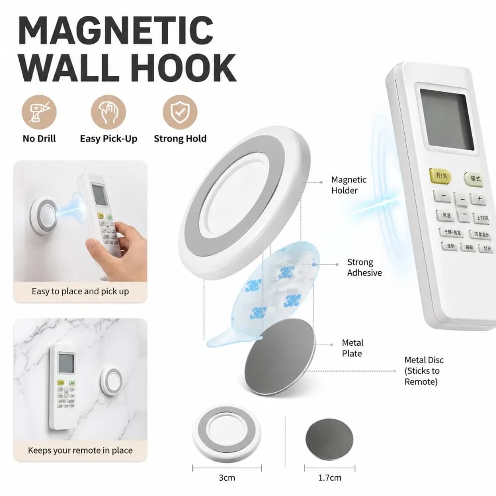 Gancio magnetico in neodimio resistente con ventosa per appendere vestiti, organizzazione invisibile a parete, portaoggetti per casa, chiavi, frigorifero.