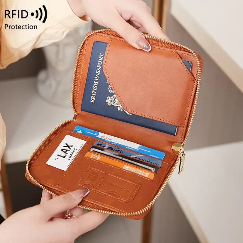 Portafoglio in Pelle PU Elegante e Protettivo, Porta Carte con Blocco RFID, Custodia per Carte e Passaporto, Ideale per Viaggi e Uso Quotidiano, Regalo