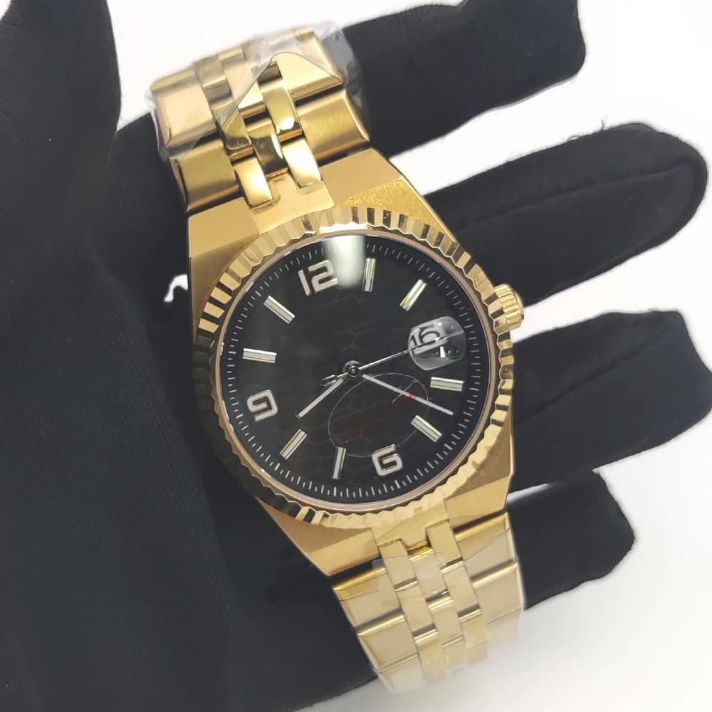 6 colours Luxury Automatic Watch Luminous Calendar Stainless Steel Men Mechanical Wristwatches Sports Watch Golden
