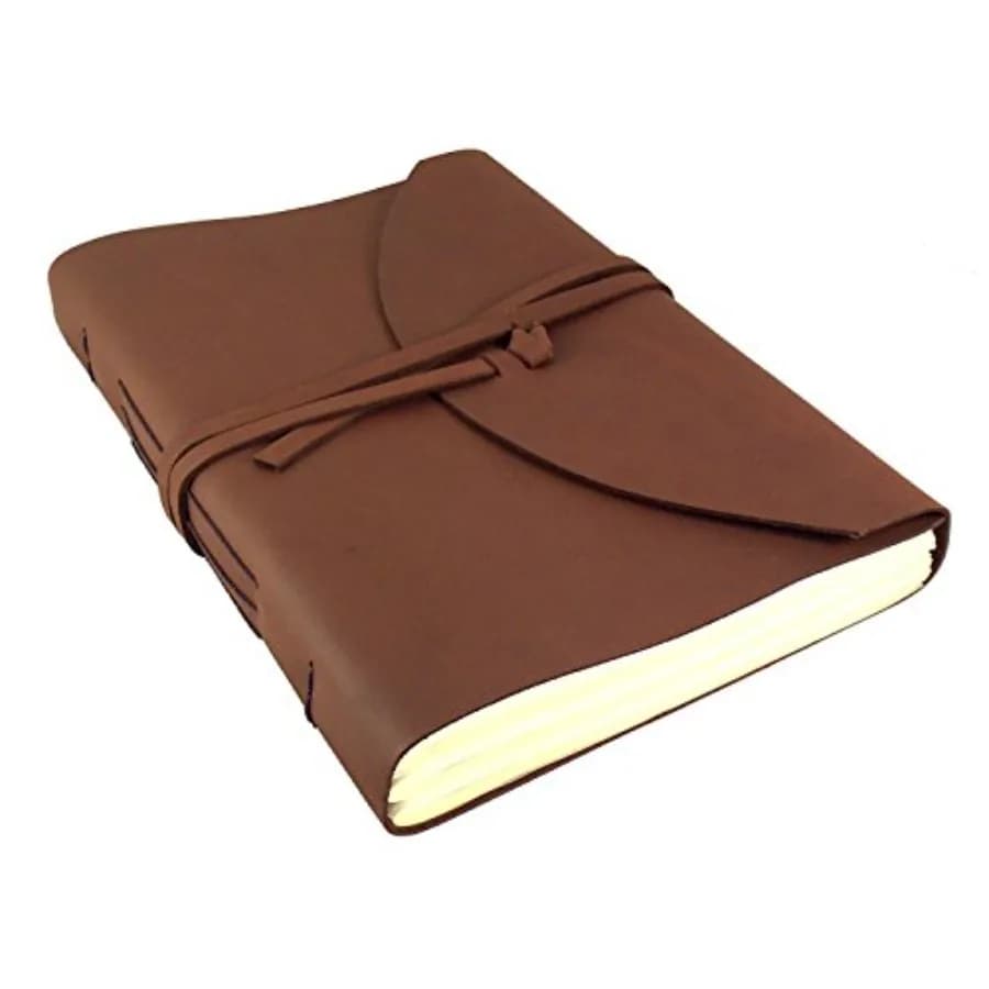 Large Genuine Leather Legacy Journal/Sketchbook with Gift Box - 380 Pages - 9" x 12" - Rich Dark Brown