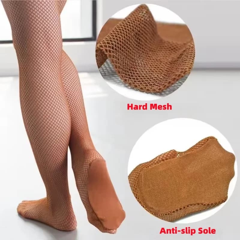 Collant marroni da donna per samba tango latino danza professionale gamba usura compressione filato duro collant a rete antiscivolo taglie forti