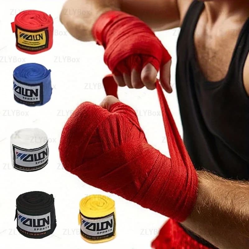 2 Rotoli di Bende da Boxe in Cotone da 1,5/3/5m, Fasce Sportive per Sanda, Kick Boxing, MMA, Guanti da Boxe, Fasce Protettive per Mani