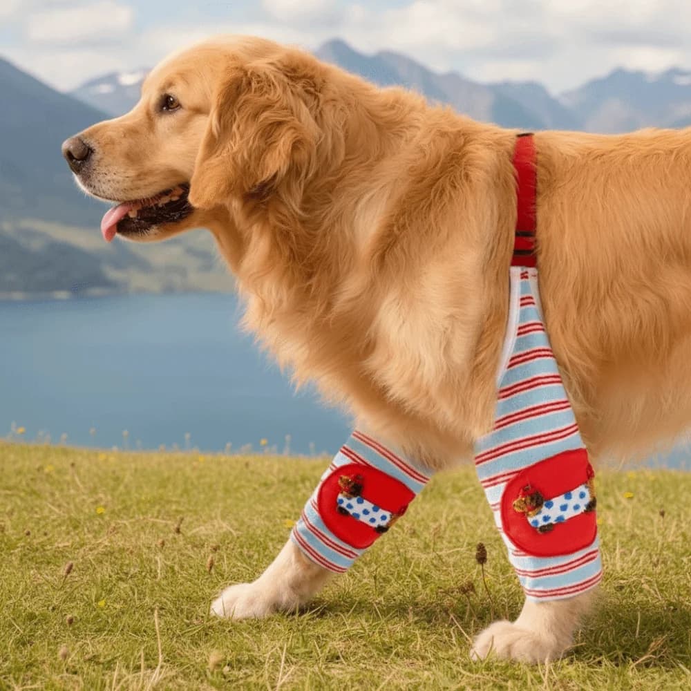 Gomitiere per Cani con Design a Righe, Morbide e Confortevoli, Protezioni per Ginocchia e Zampe con Motivi Cartoon Regolabili